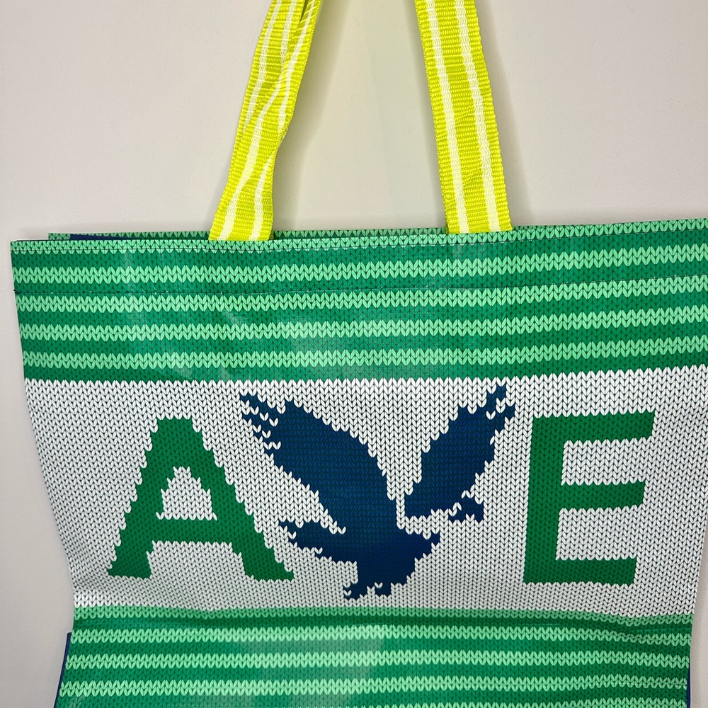 American Eagle Outfitters Blue and Green Tote Bag- Large